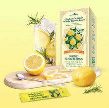 Load image into Gallery viewer, Organic Lemon Juice NFC (Not From Concentrate) – 100% Pure Italian Lemon Juice, 14 Stick Packs, Freshly Squeezed, Refreshing Lemon Water
