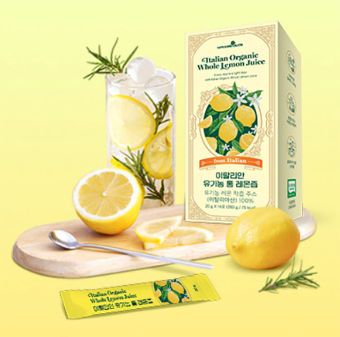 Organic Lemon Juice NFC (Not From Concentrate) – 100% Pure Italian Lemon Juice, 14 Stick Packs, Freshly Squeezed, Refreshing Lemon Water