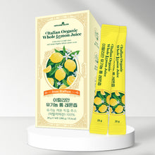 Load image into Gallery viewer, Organic Lemon Juice NFC (Not From Concentrate) – 100% Pure Italian Lemon Juice, 14 Stick Packs, Freshly Squeezed, Refreshing Lemon Water
